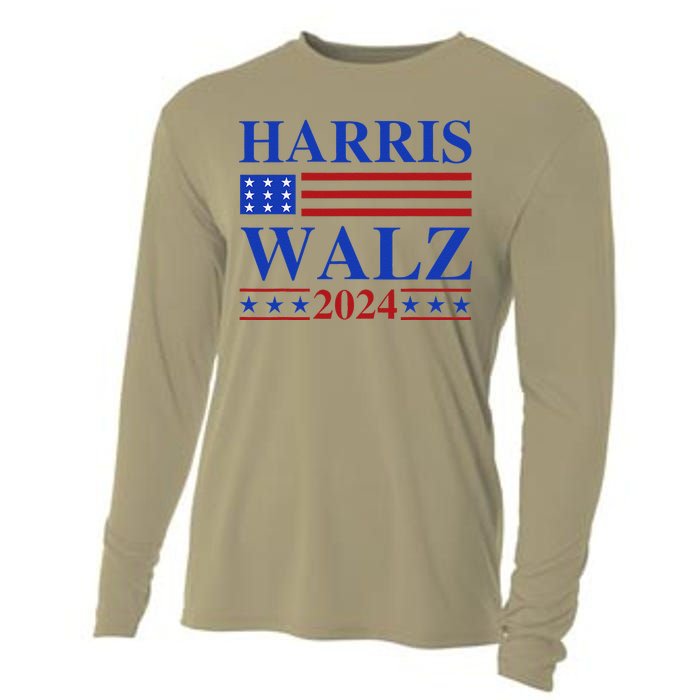 Retro Harris Waltz 2024 Usa Flag Support Kamala IM With Her Cooling Performance Long Sleeve Crew