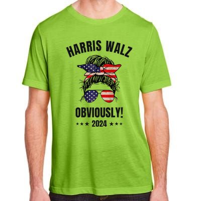 Retro Harris Walz Obviously 2024 Messy Bun American Flag Adult ChromaSoft Performance T-Shirt