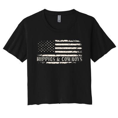 Raisin Hell With The Hippies And Cowboys Country Women's Crop Top Tee