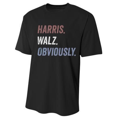 Retro Harris Walz Obviously 2024 Vintage American Flag Performance Sprint T-Shirt