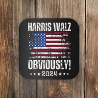 Retro Harris Walz Obviously 2024 Vintage American Flag Coaster