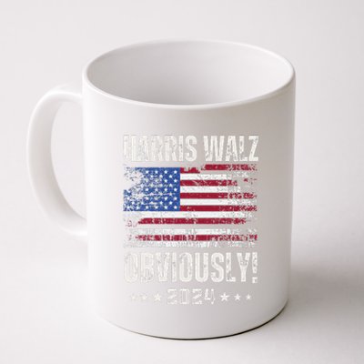 Retro Harris Walz Obviously 2024 Vintage American Flag Coffee Mug