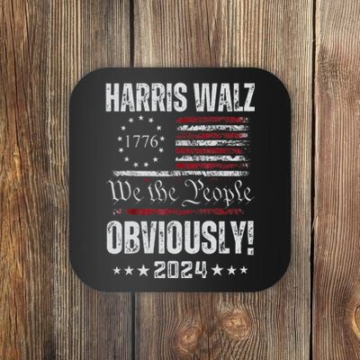 Retro Harris Walz Obviously 2024 Vintage American Flag Coaster