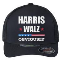 Retro Harris Walz Obviously 2024 Vintage American Flag Flexfit Unipanel Trucker Cap