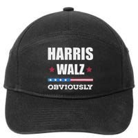 Retro Harris Walz Obviously 2024 Vintage American Flag 7-Panel Snapback Hat