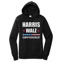 Retro Harris Walz Obviously 2024 Vintage American Flag Women's Pullover Hoodie