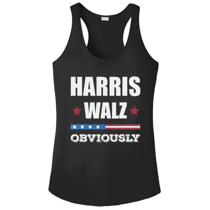 Retro Harris Walz Obviously 2024 Vintage American Flag Ladies PosiCharge Competitor Racerback Tank