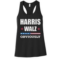 Retro Harris Walz Obviously 2024 Vintage American Flag Women's Racerback Tank