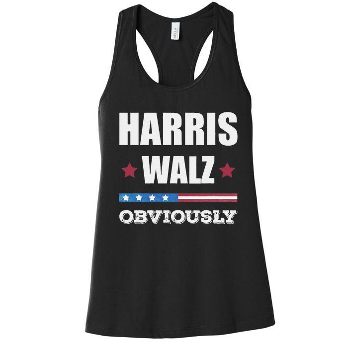 Retro Harris Walz Obviously 2024 Vintage American Flag Women's Racerback Tank