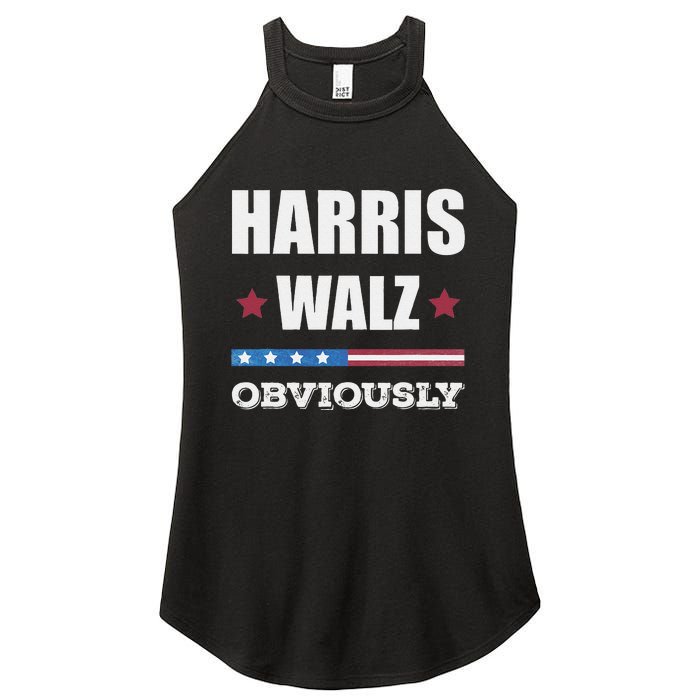 Retro Harris Walz Obviously 2024 Vintage American Flag Women's Perfect Tri Rocker Tank