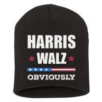 Retro Harris Walz Obviously 2024 Vintage American Flag Short Acrylic Beanie