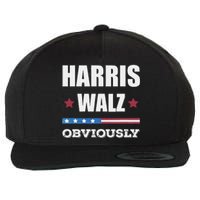 Retro Harris Walz Obviously 2024 Vintage American Flag Wool Snapback Cap