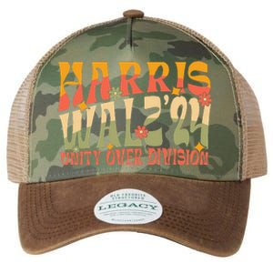 Retro Harris Waltz Walz 2024 Unity Over Division Boho Groovy Legacy Tie Dye Trucker Hat