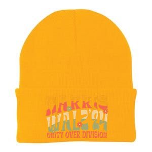 Retro Harris Waltz Walz 2024 Unity Over Division Boho Groovy Knit Cap Winter Beanie