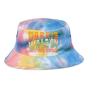 Retro Harris Waltz Walz 2024 Unity Over Division Boho Groovy Tie Dye Newport Bucket Hat