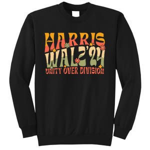 Retro Harris Waltz Walz 2024 Unity Over Division Boho Groovy Sweatshirt