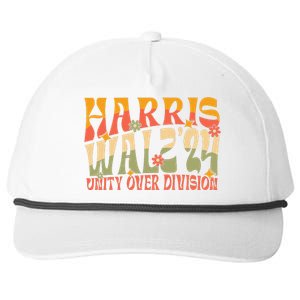 Retro Harris Waltz Walz 2024 Unity Over Division Boho Groovy Snapback Five-Panel Rope Hat