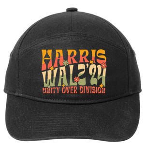 Retro Harris Waltz Walz 2024 Unity Over Division Boho Groovy 7-Panel Snapback Hat