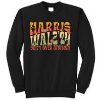 Retro Harris Waltz Walz 2024 Unity Over Division Boho Groovy Tall Sweatshirt