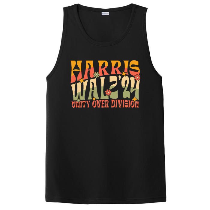 Retro Harris Waltz Walz 2024 Unity Over Division Boho Groovy PosiCharge Competitor Tank