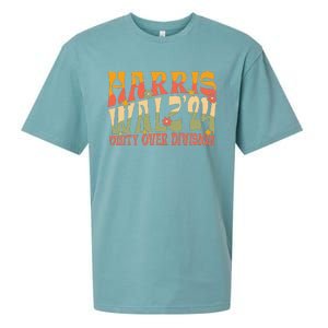 Retro Harris Waltz Walz 2024 Unity Over Division Boho Groovy Sueded Cloud Jersey T-Shirt