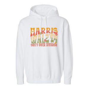 Retro Harris Waltz Walz 2024 Unity Over Division Boho Groovy Garment-Dyed Fleece Hoodie