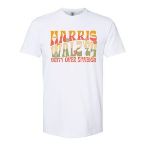 Retro Harris Waltz Walz 2024 Unity Over Division Boho Groovy Softstyle CVC T-Shirt