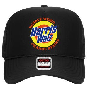 Retro Harris Walz Remove Weird Orange Stains High Crown Mesh Back Trucker Hat