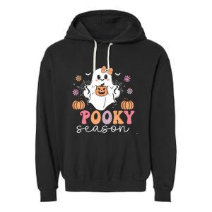 Retro Halloween Women Girl Spooky Season Cute Floral Ghost Garment-Dyed Fleece Hoodie