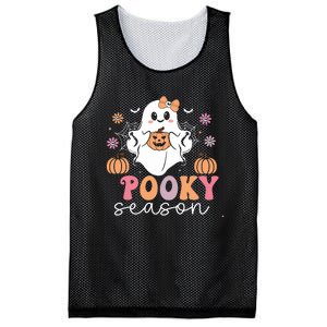 Retro Halloween Women Girl Spooky Season Cute Floral Ghost Mesh Reversible Basketball Jersey Tank