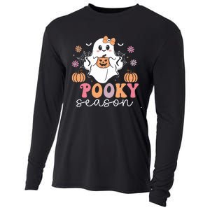 Retro Halloween Women Girl Spooky Season Cute Floral Ghost Cooling Performance Long Sleeve Crew