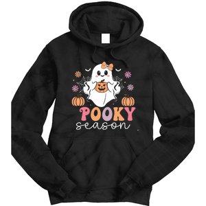 Retro Halloween Women Girl Spooky Season Cute Floral Ghost Tie Dye Hoodie