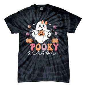 Retro Halloween Women Girl Spooky Season Cute Floral Ghost Tie-Dye T-Shirt