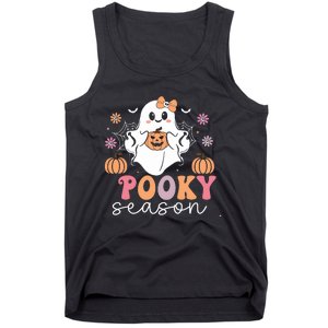 Retro Halloween Women Girl Spooky Season Cute Floral Ghost Tank Top