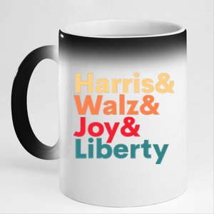 Retro Harris Walz Waltz 2024 Harris Walz Joy Liberty 11oz Black Color Changing Mug