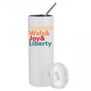 Retro Harris Walz Waltz 2024 Harris Walz Joy Liberty Stainless Steel Tumbler