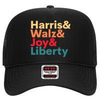 Retro Harris Walz Waltz 2024 Harris Walz Joy Liberty High Crown Mesh Back Trucker Hat