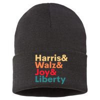 Retro Harris Walz Waltz 2024 Harris Walz Joy Liberty Sustainable Knit Beanie