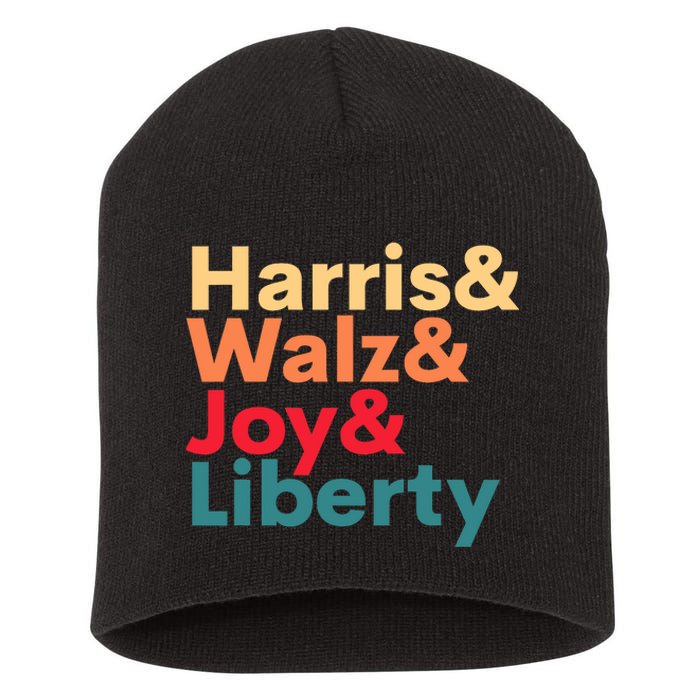 Retro Harris Walz Waltz 2024 Harris Walz Joy Liberty Short Acrylic Beanie