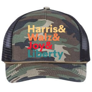 Retro Harris Walz Waltz 2024 Harris Walz Joy Liberty Retro Rope Trucker Hat Cap