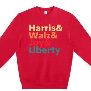 Retro Harris Walz Waltz 2024 Harris Walz Joy Liberty Premium Crewneck Sweatshirt