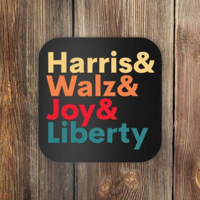 Retro Harris Walz Waltz 2024 Harris Walz Joy Liberty Gift Coaster