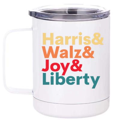 Retro Harris Walz Waltz 2024 Harris Walz Joy Liberty Gift 12 oz Stainless Steel Tumbler Cup