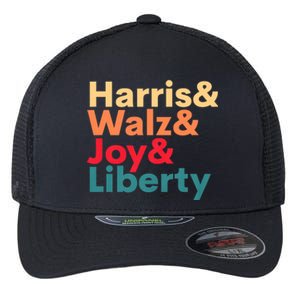 Retro Harris Walz Waltz 2024 Harris Walz Joy Liberty Flexfit Unipanel Trucker Cap