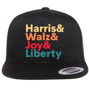 Retro Harris Walz Waltz 2024 Harris Walz Joy Liberty Flat Bill Trucker Hat