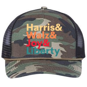 Retro Harris Walz Waltz 2024 Harris Walz Joy Liberty Retro Rope Trucker Hat Cap