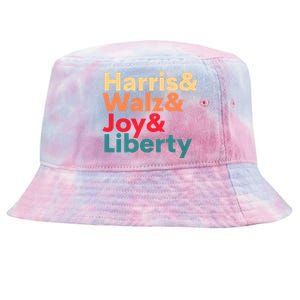 Retro Harris Walz Waltz 2024 Harris Walz Joy Liberty Tie-Dyed Bucket Hat