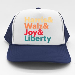 Retro Harris Walz Waltz 2024 Harris Walz Joy Liberty Trucker Hat