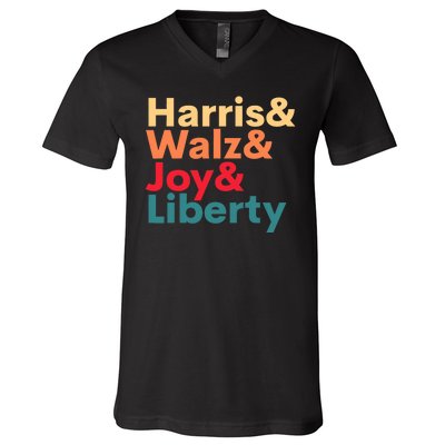 Retro Harris Walz Waltz 2024 Harris Walz Joy Liberty V-Neck T-Shirt