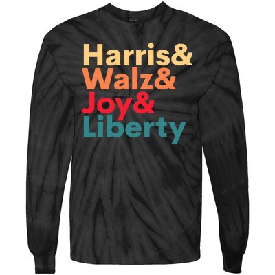 Retro Harris Walz Waltz 2024 Harris Walz Joy Liberty Tie-Dye Long Sleeve Shirt